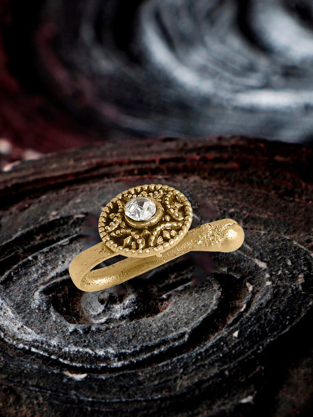OOMPH Gold-Plated White Stone Studded Nosepin