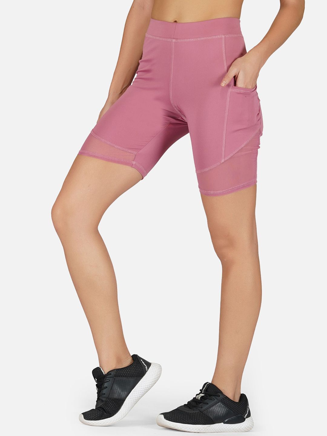 IMPERATIVE Women Pink Solid Slim-Fit Biking Shorts