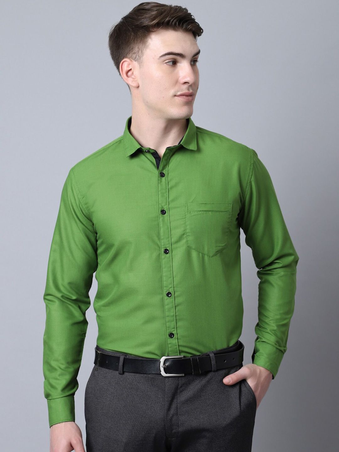 Majestic Man Men Green Slim Fit Formal Shirt