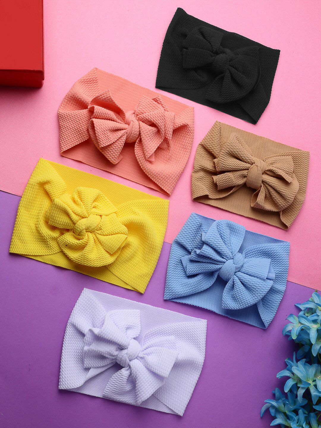 Babymoon Girls Set Of 6 Textured Bow Headband