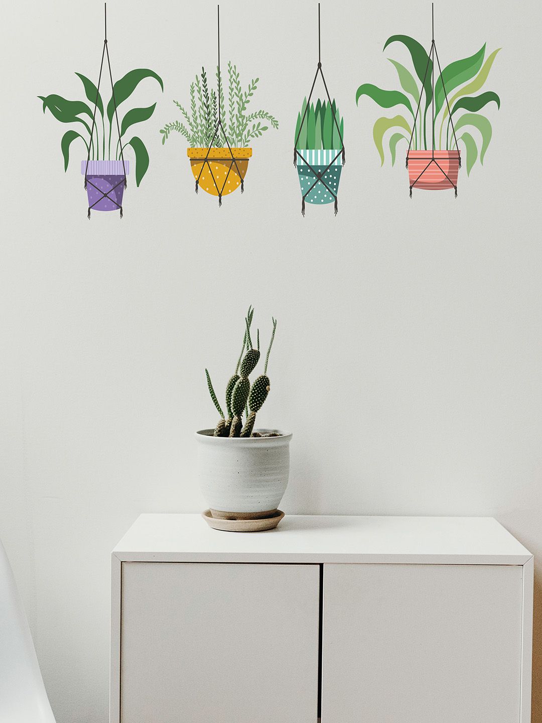 RANGOLI Green Hanging Pots Wall Sticker