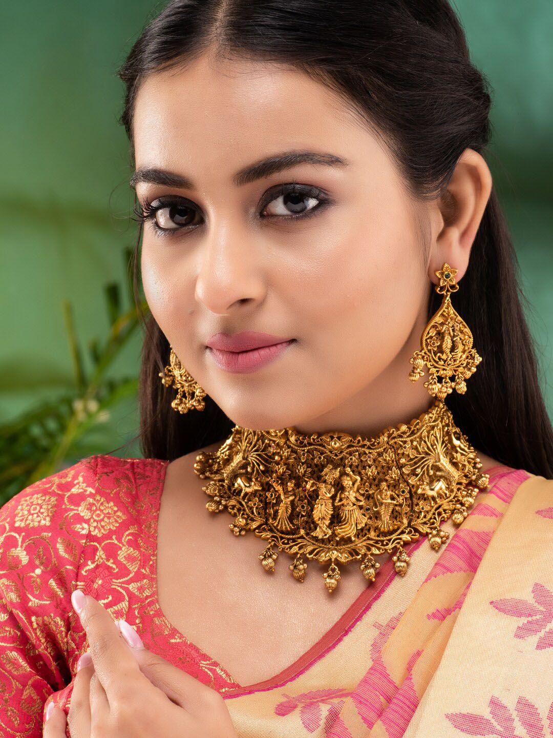 Buy Saraf RS Jewellery  Gold Plated & Red CZ Studded Jewellery Set -  - Accessories for Women