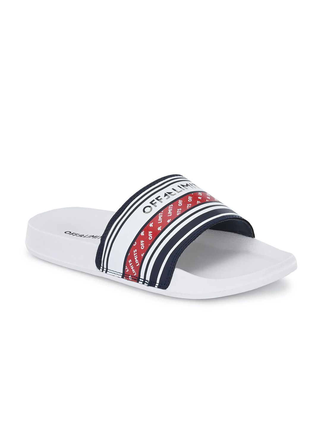 OFF LIMITS Men White Printed Sliders Flip Flops