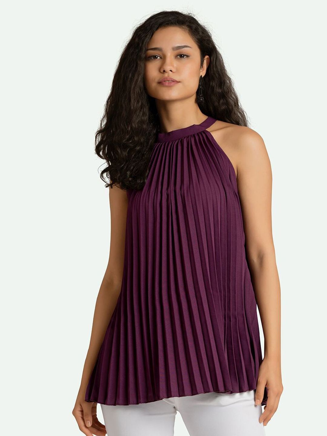 AASK Women Purple Regular Crepe Top