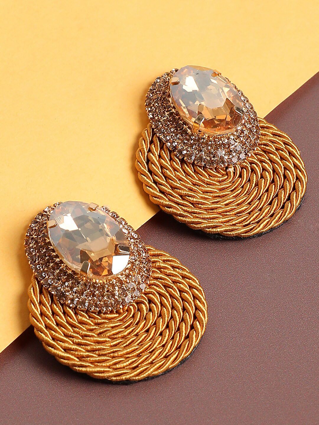 Buy SOHI Gold Plated Stone Studed Brown Drop Earrings -  - Accessories for Women