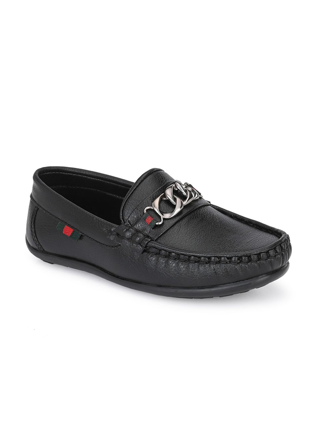 CARLO ROMANO Boys Black Solid Formal Loafers