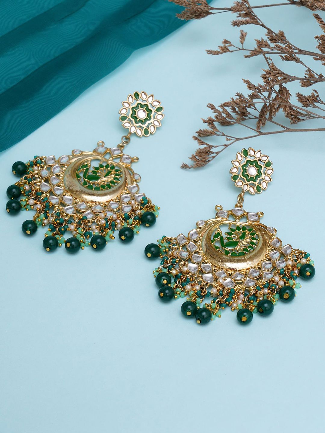 KARATCART Green Classic Chandbalis Earrings