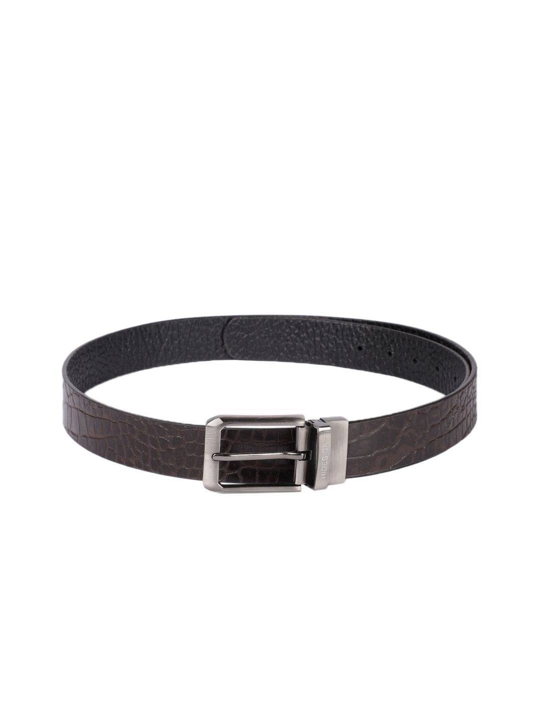 Hidesign Men Brown & Black Textured Reversible Leather Belt