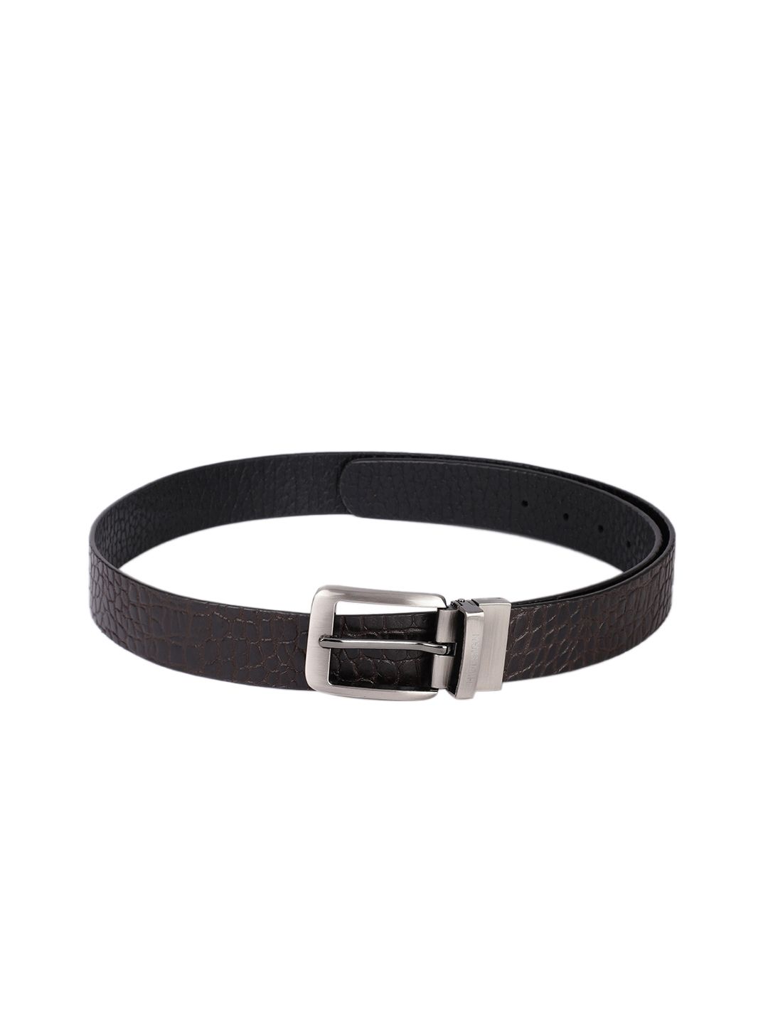 Hidesign Men Brown & Black Textured Reversible Leather Belt