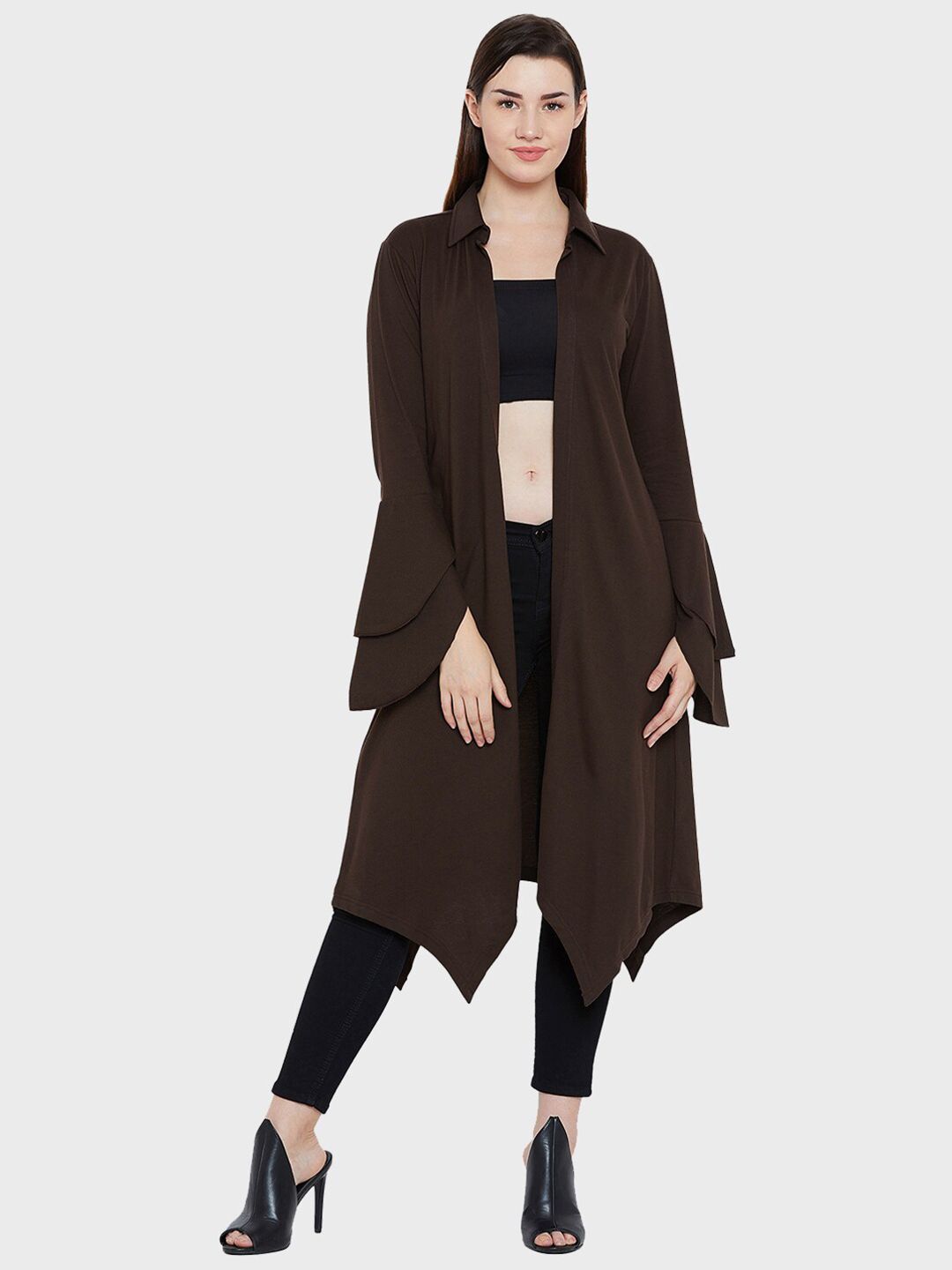 Hypernation Women Brown Longline Shrug