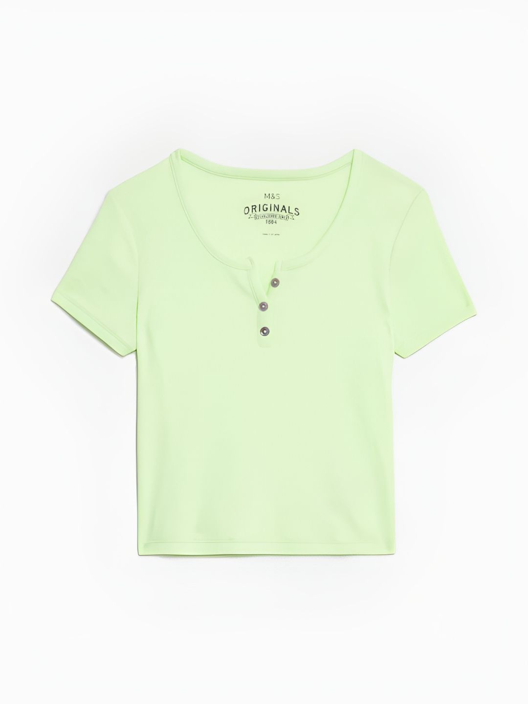 Marks & Spencer Cotton Rich Ribbed Button T-Shirt