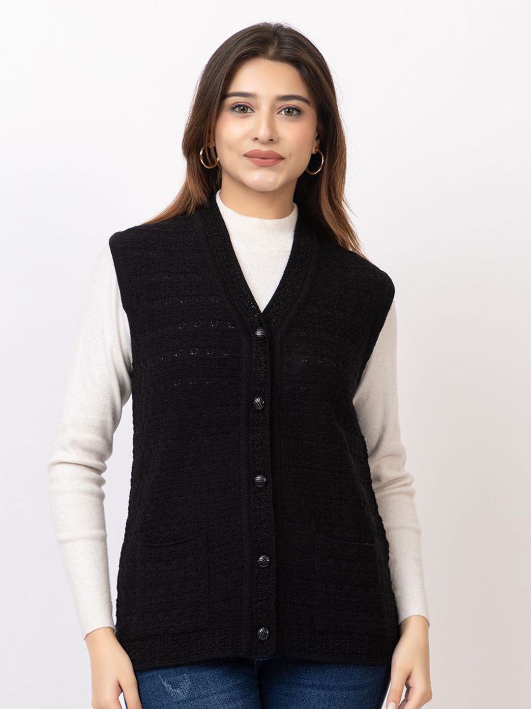 TWENTY ME Women Embroidered Woollen Cardigan with Embroidered Detail