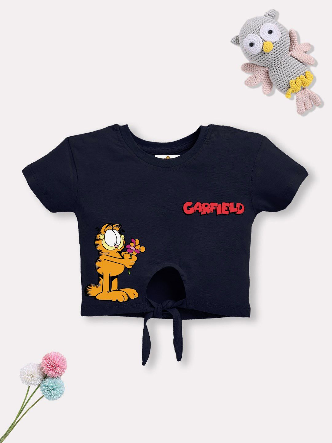YK X Minute Mirth Girls Printed Pure Cotton Crop Top
