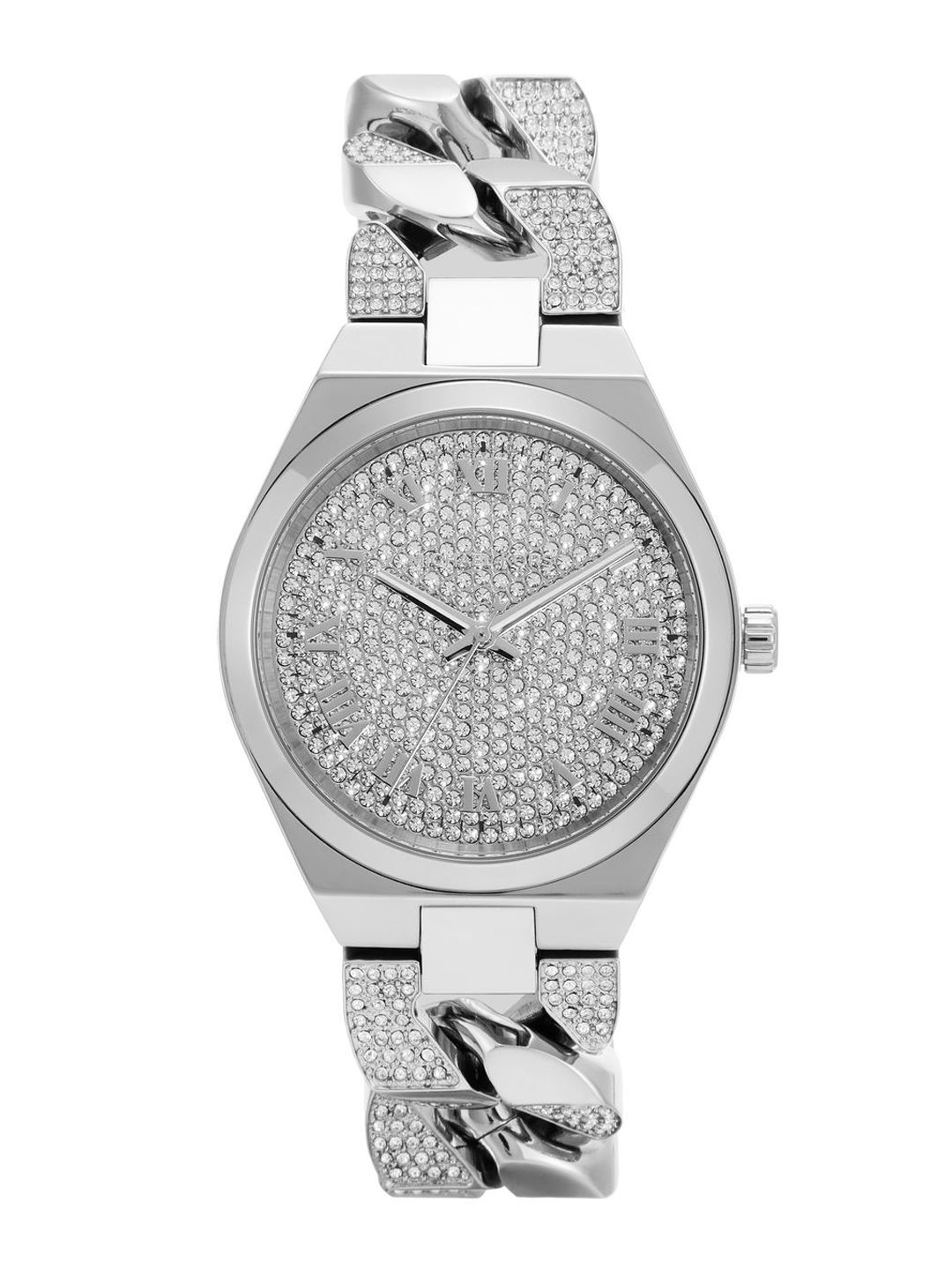 Michael Kors Women Embellished Dial & Stainless Steel Straps Analogue Watch MK7488