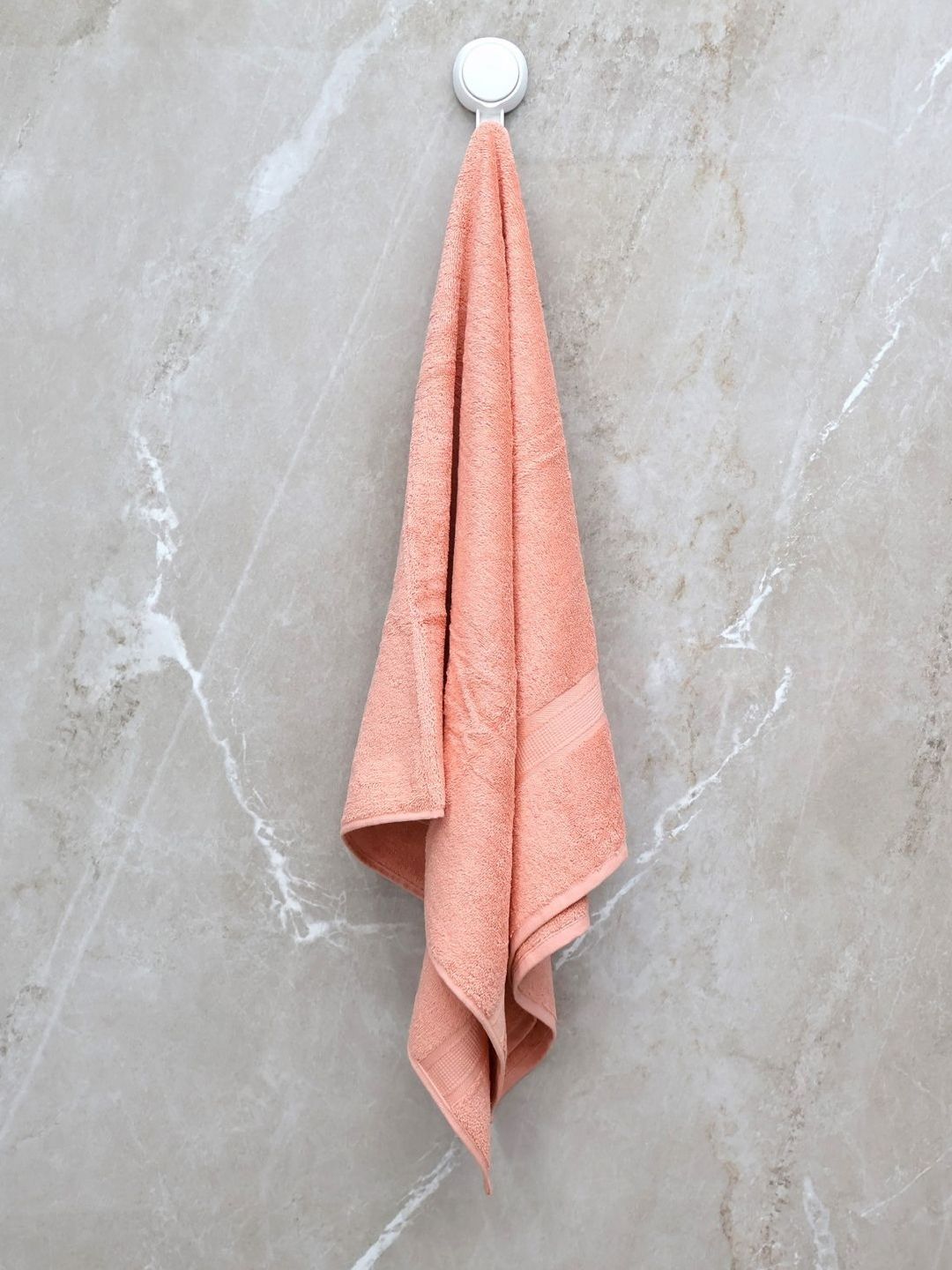 BOMBAY DYEING Peach Solid Pure Cotton 550GSM Super Soft Adult Regular Bath Towel-47x24In
