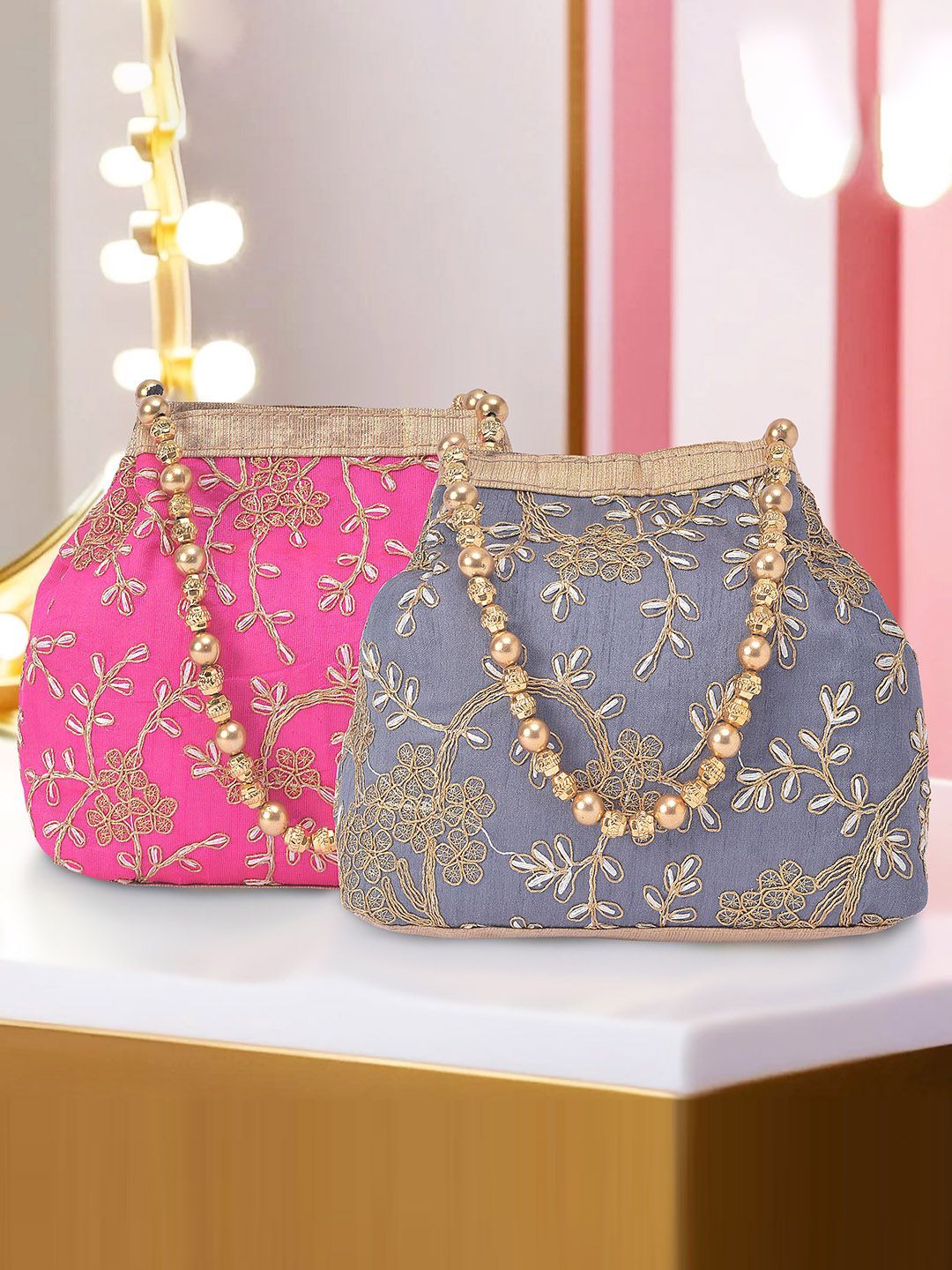Buy Kuber Industries Set Of 2 Embroidered Potli Clutch -  - Accessories for Women