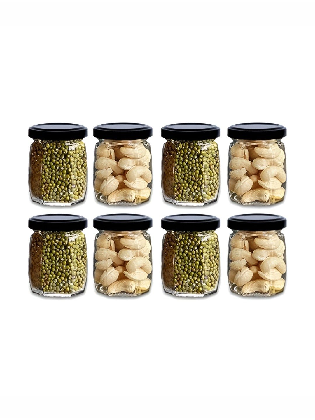 Croco Jar Transparent Glass Dishwasher Safe 8 Piece Screw Top Canister-120ml