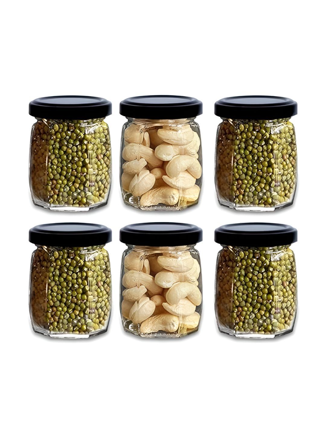 Croco Jar Piramal Transparent Glass Dishwasher Safe 6 Piece Screw Top Canister-120ml