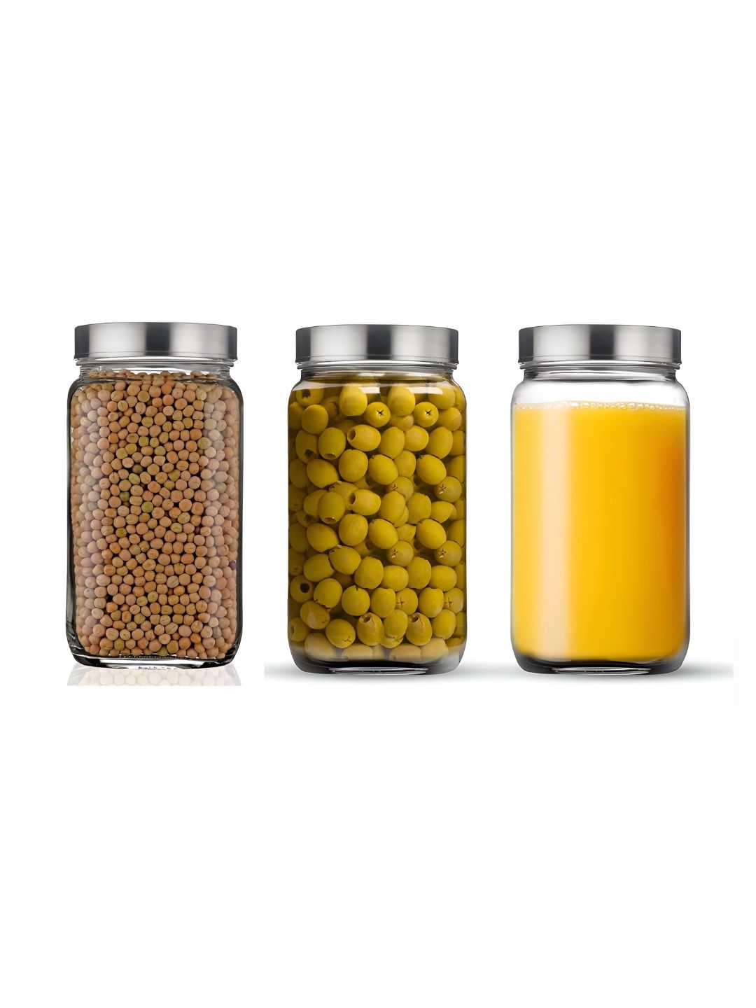 Croco Jar Piramal Transparent Glass Dishwasher Safe 3 Piece Screw Top Jar-1.8L