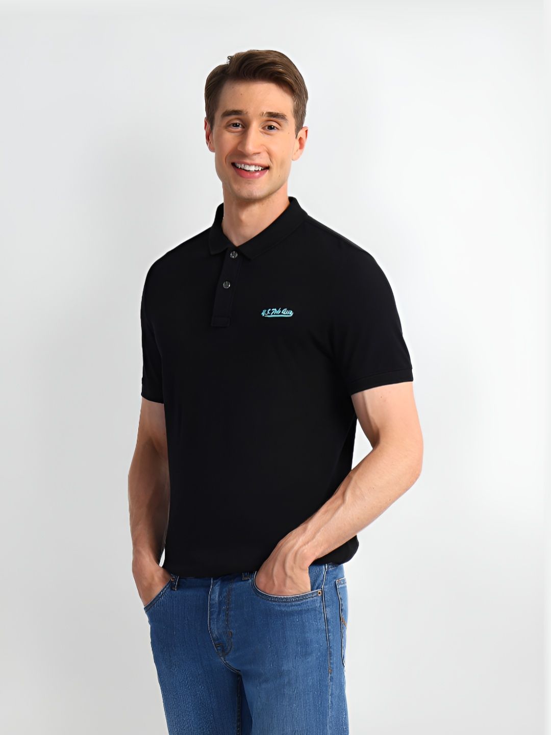U.S. Polo Assn. Denim Co. Men Solid Polo Collar Cotton T-Shirt