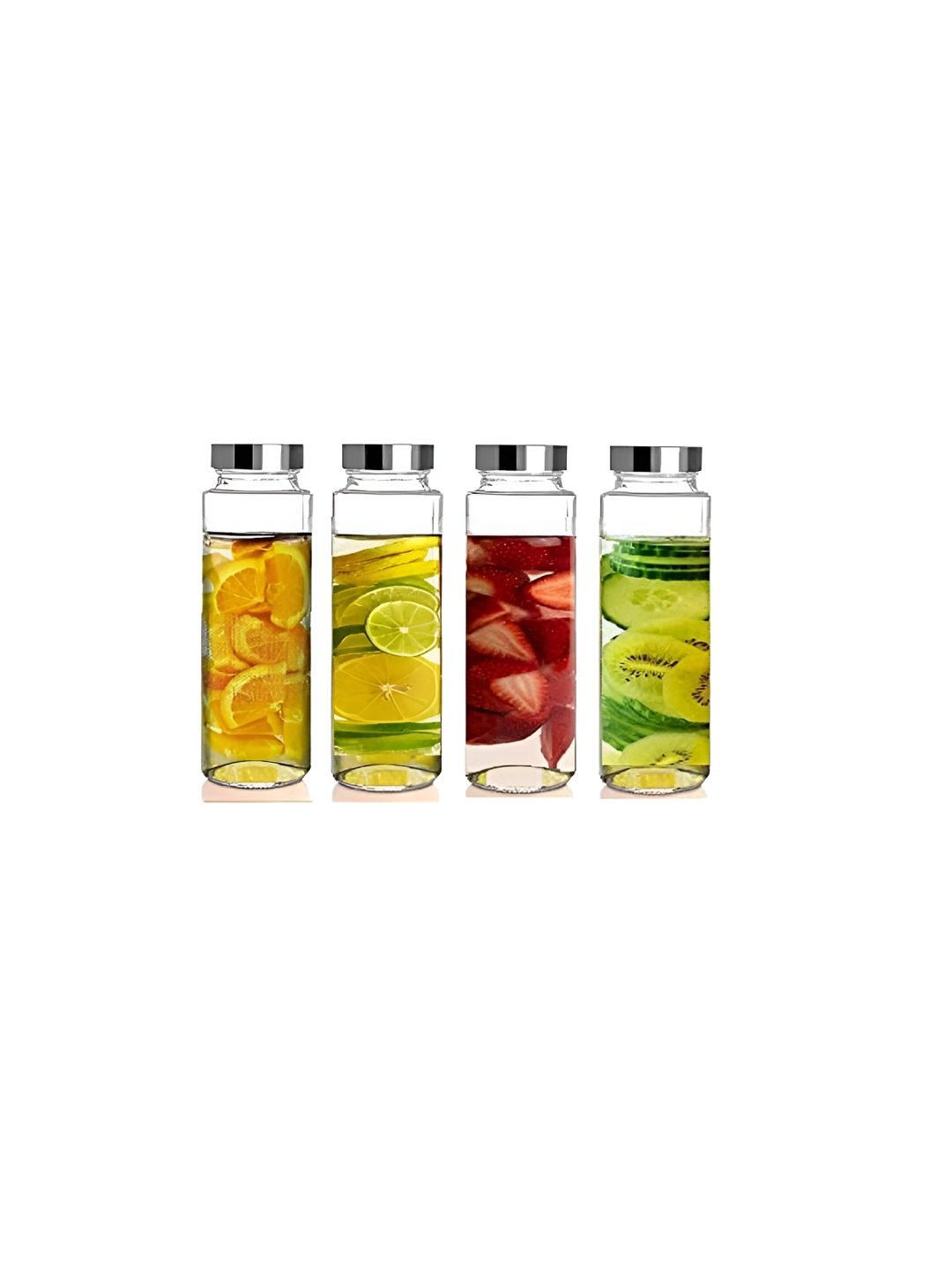CROCO JAR Piramal Transparent Solid Glass Spill Proof 4 Piece Water Bottle - 500ml