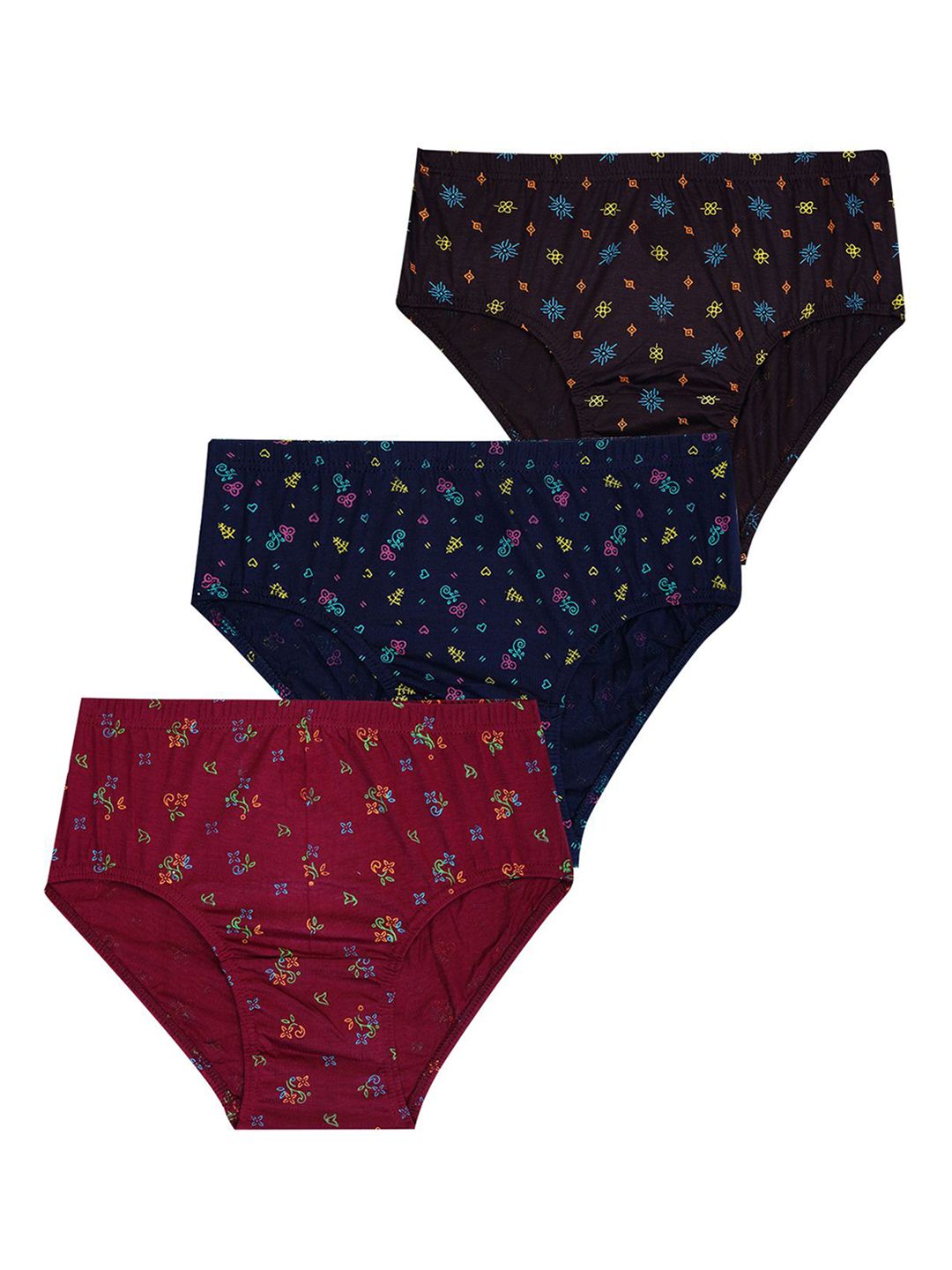 YELLOWDELIGHT Girls Pack Of 3 Printed Briefs YD 640 Kiruthika (g) drk Pantes 9-10y-3p