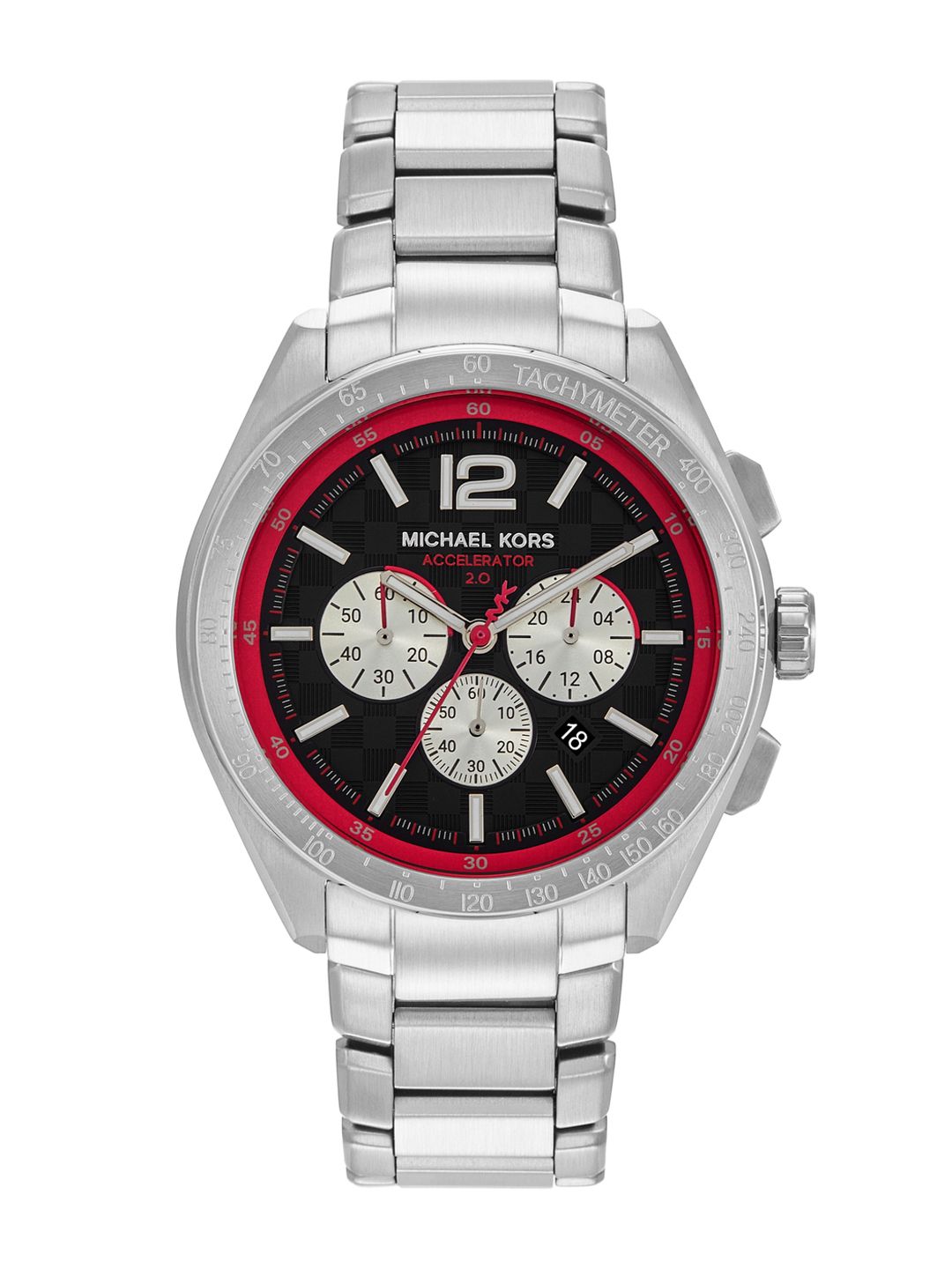 Michael Kors Men Accelerator 2.0 Bracelet Style Chronograph Analogue Watch MK9176I-Silver