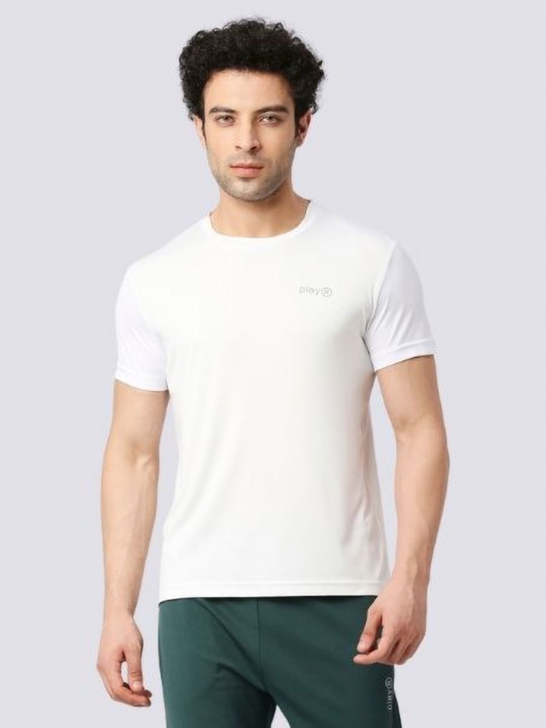 playR Men Dri-FIT Solid Round Neck T-shirt
