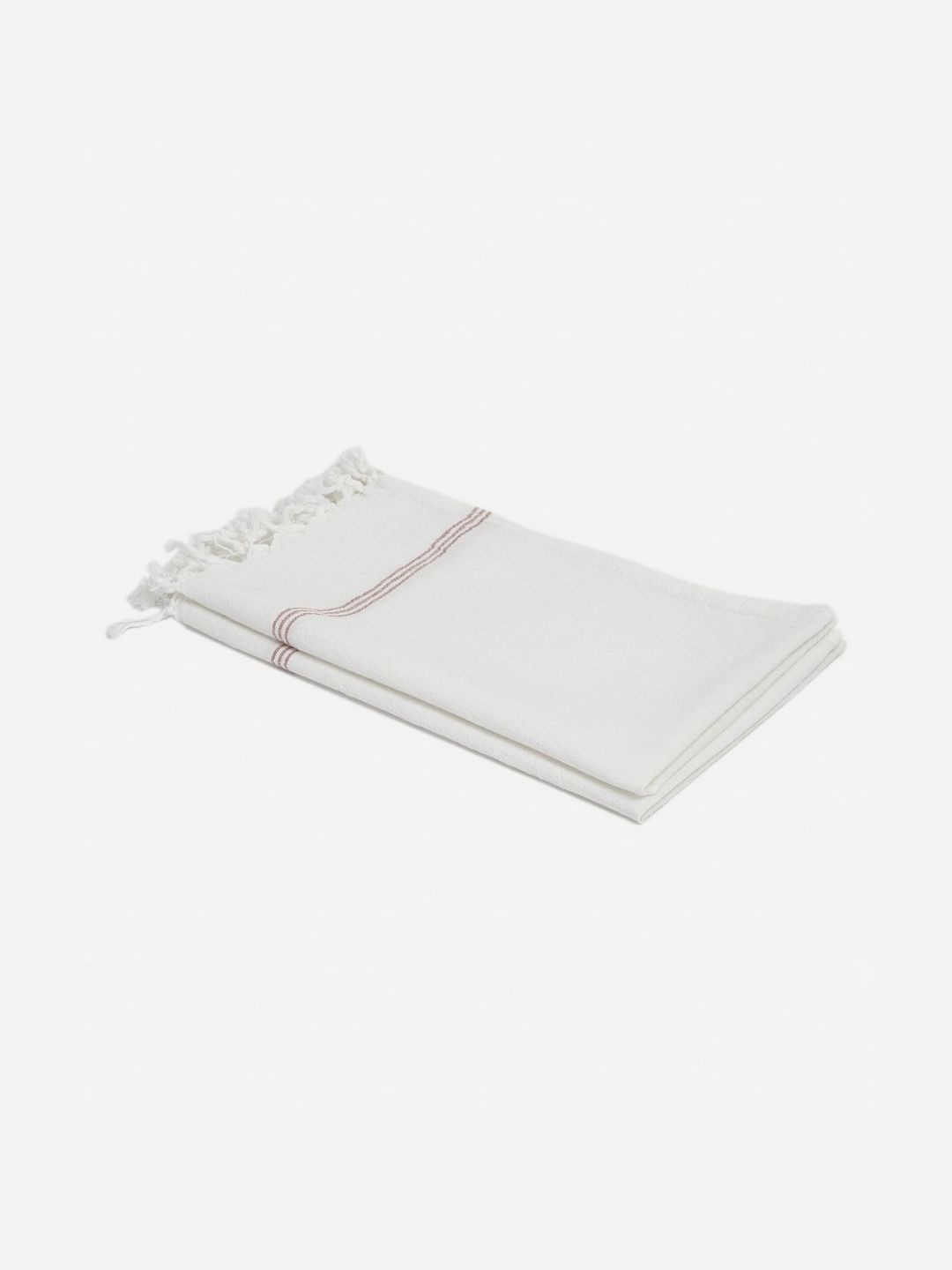 Fabindia Gamcha White Solid Cotton 125GSM Super Soft 2PCs Adult Thin Bath Towel-15x24In