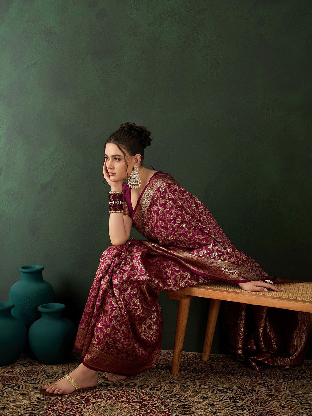 Woven Design Saree With Blouse Piece 6