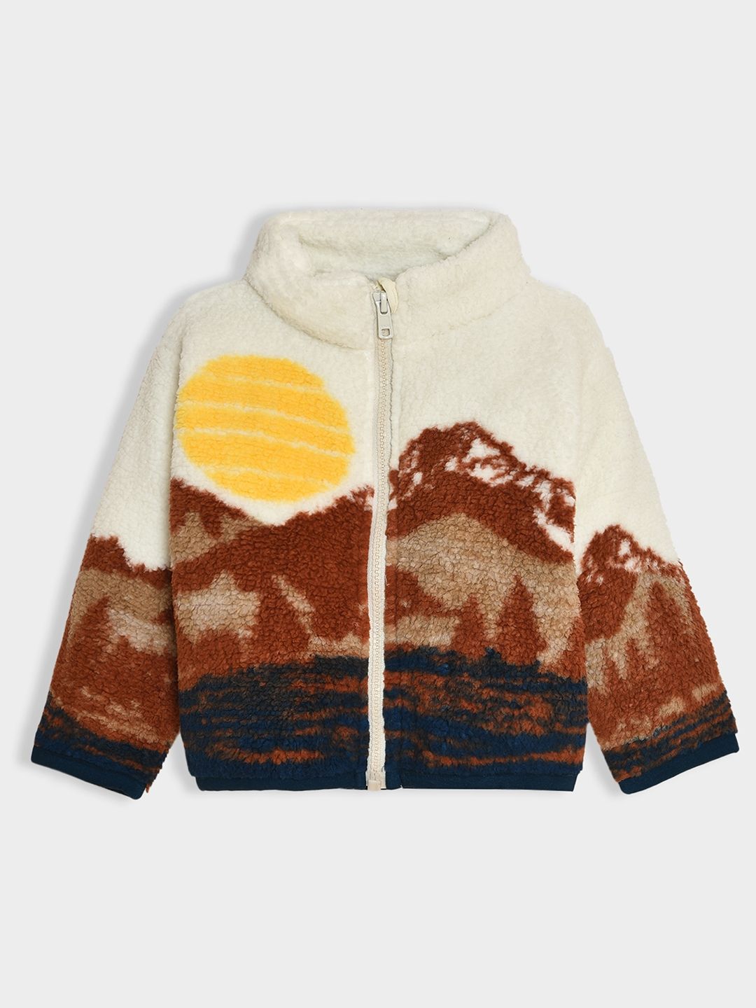 MiArcus Unisex Printed Kids Self Design Mock Collar Jacket