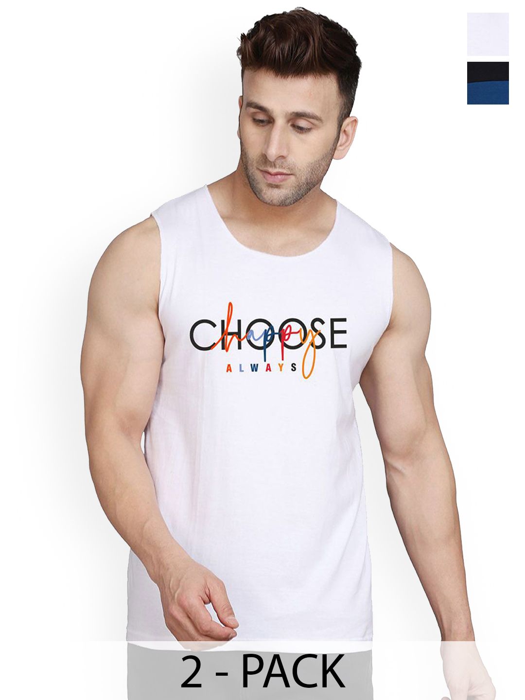 Buy SLOWLORIS Pack Of 2 Men Printed Gym Vests -  - Apparel for Men