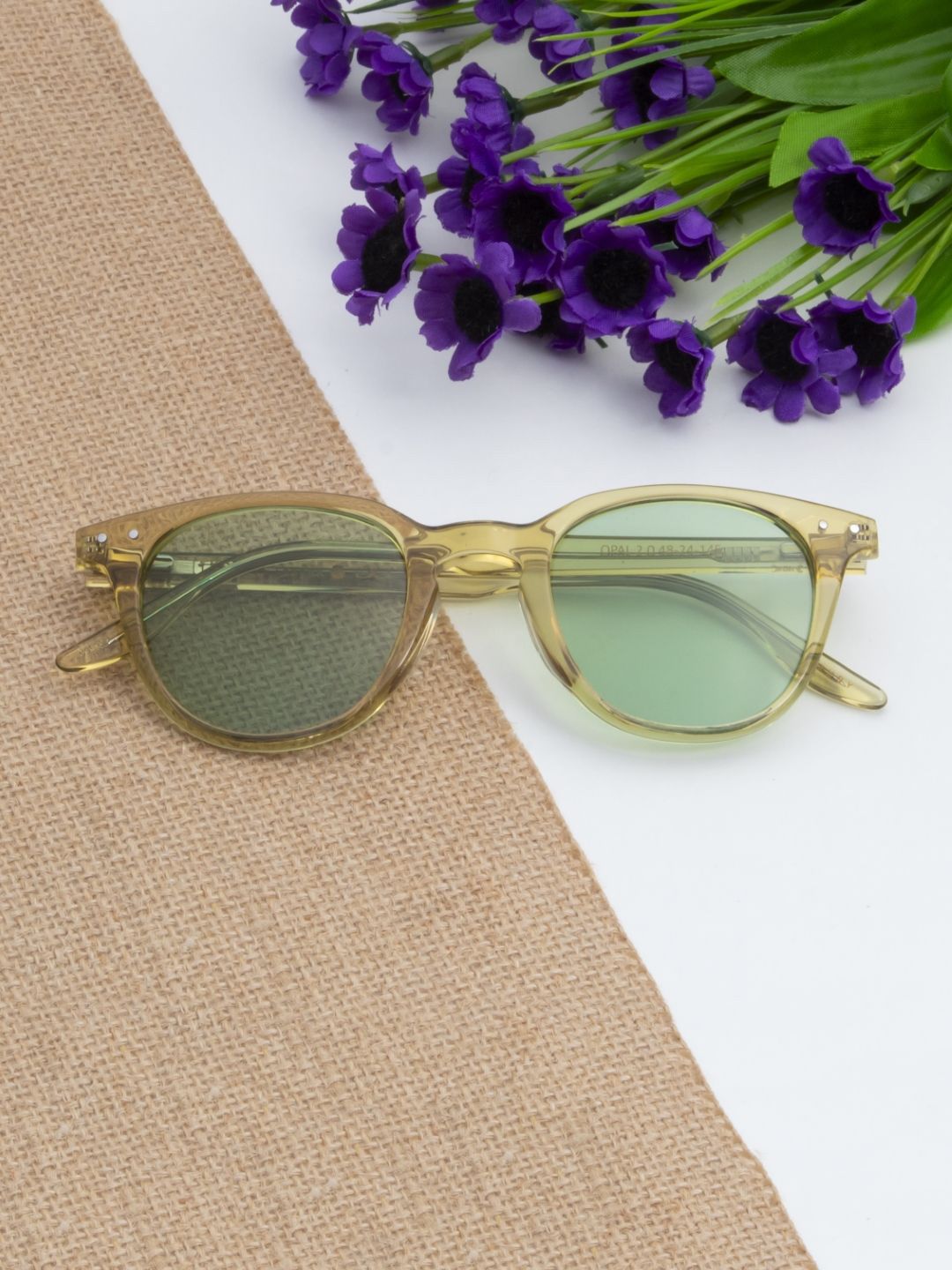 Ted Smith Unisex Green Wayfarer Polarised Lens Acetate Sunglasses