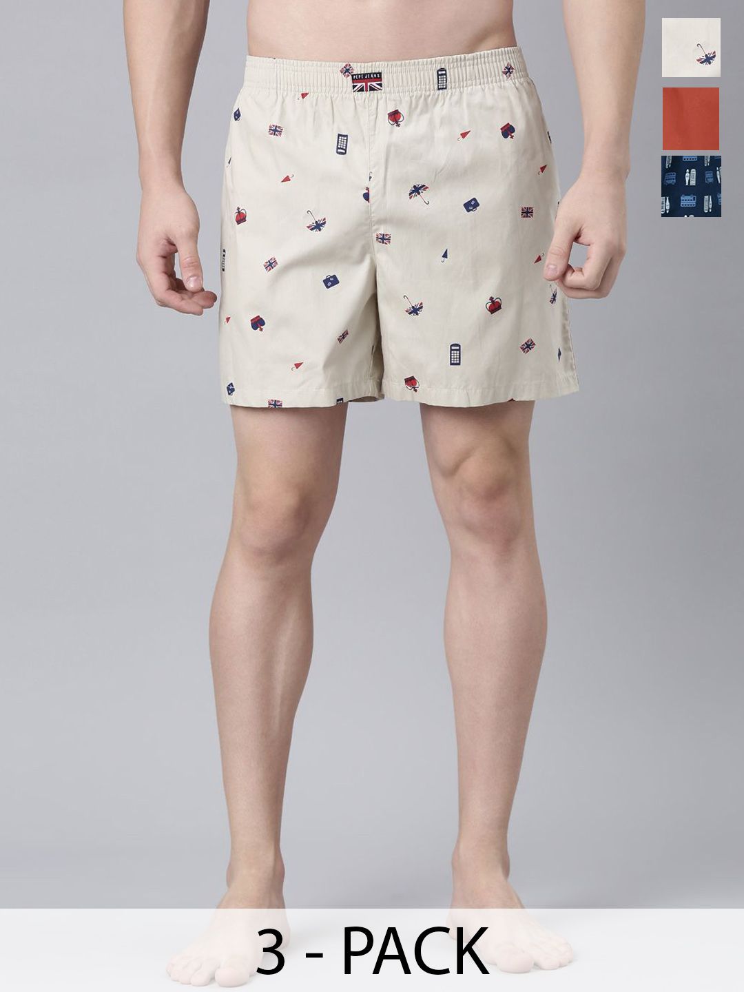 Buy Pepe Jeans Men Pack Of 3 Printed Cotton Boxers -  - Apparel for Men