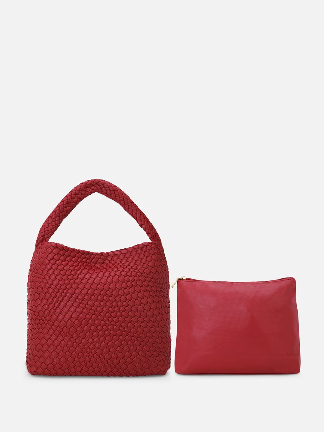 Buy CARRY CITY Self Design Synthetic Leather Medium Cherry Red Hobo Bag With Pouch -  - Accessories for Women