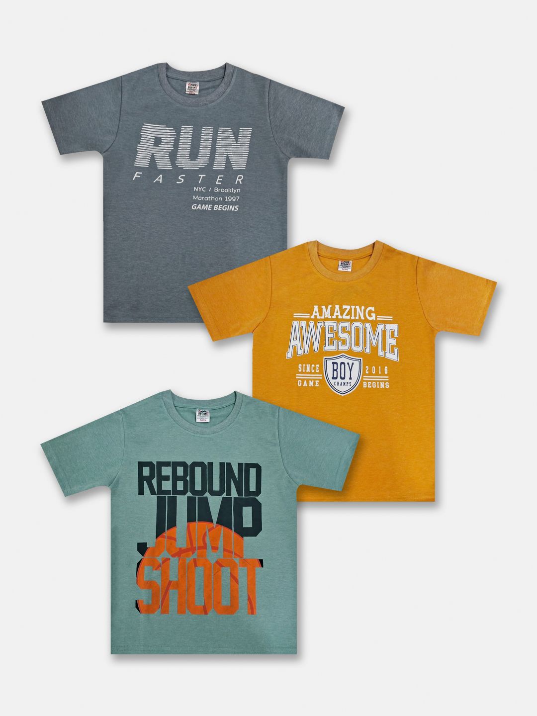 Here&Now X Game Begins Boys Set of 3 Assorted Printed T-shirts