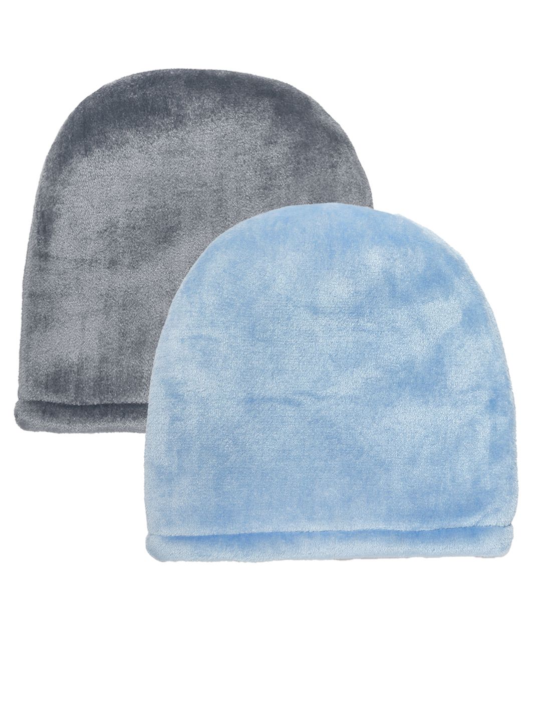 KLOTTHE Women Pack Of 2 Self Design Winter Woolen Beanie Caps