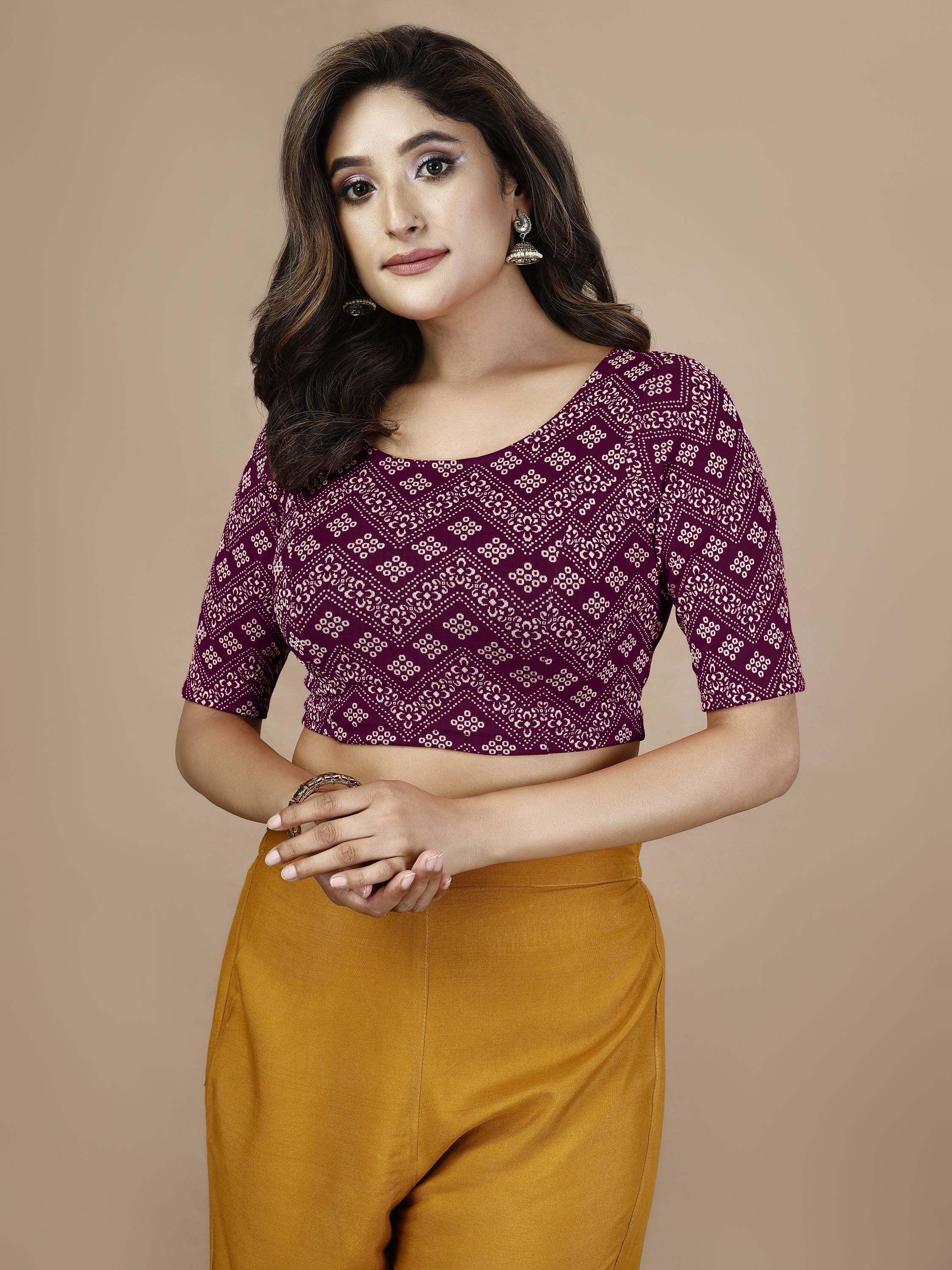 Oomph! Non Padded Round Neck Saree Blouse