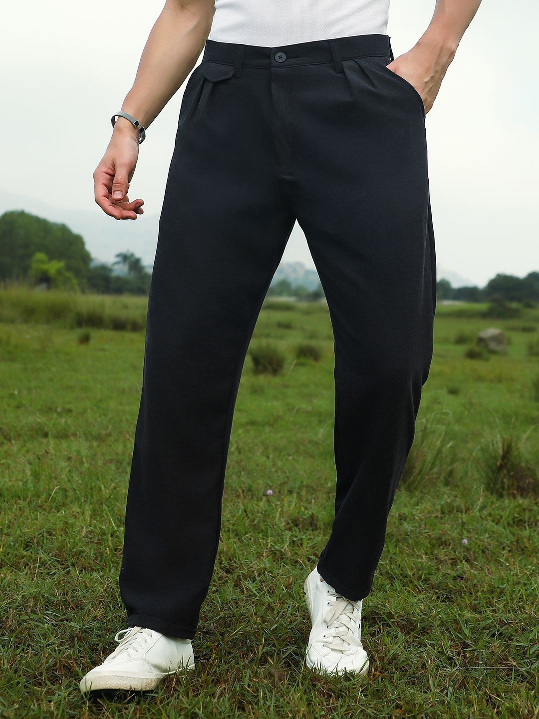 CAHOOT Men Onyx Velvique Tailored Regular Trousers