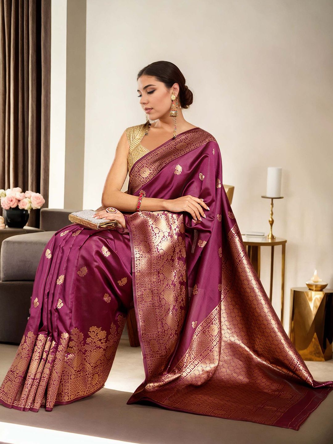 Anouk Woven Design Zari Banarasi Saree