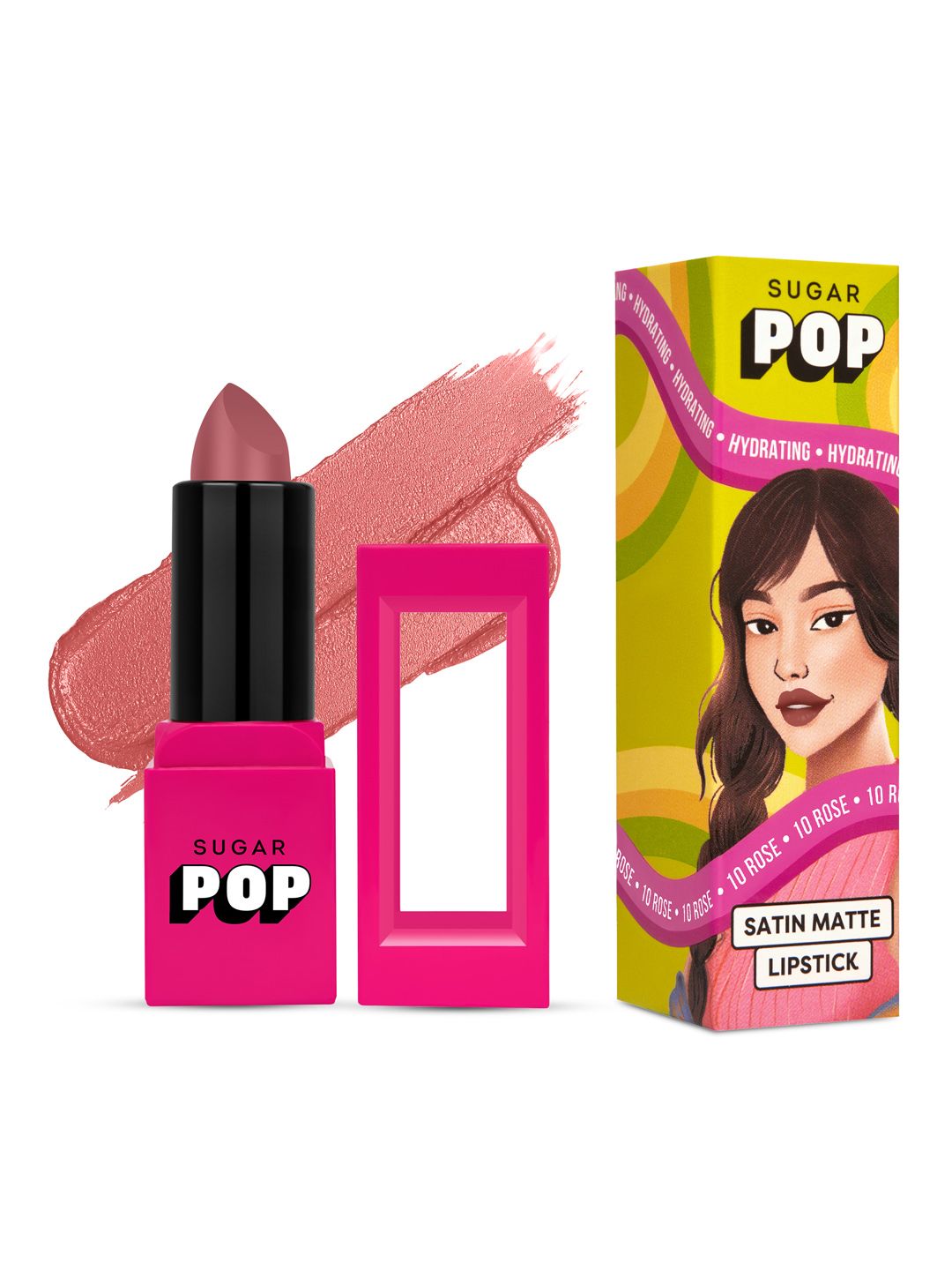 Buy SUGAR POP Hydrating Satin Matte Lipstick Infused With Vitamin E & Shea Butter   Rose 10 -  - Personal Care for Women