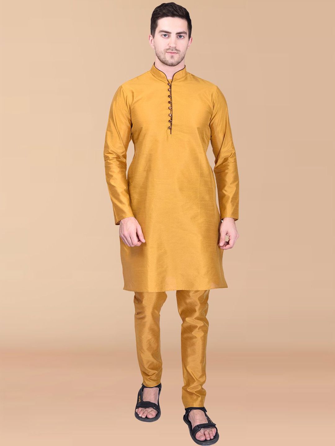 PRINTINDIA Men Regular Pure Silk Kurta with Trousers