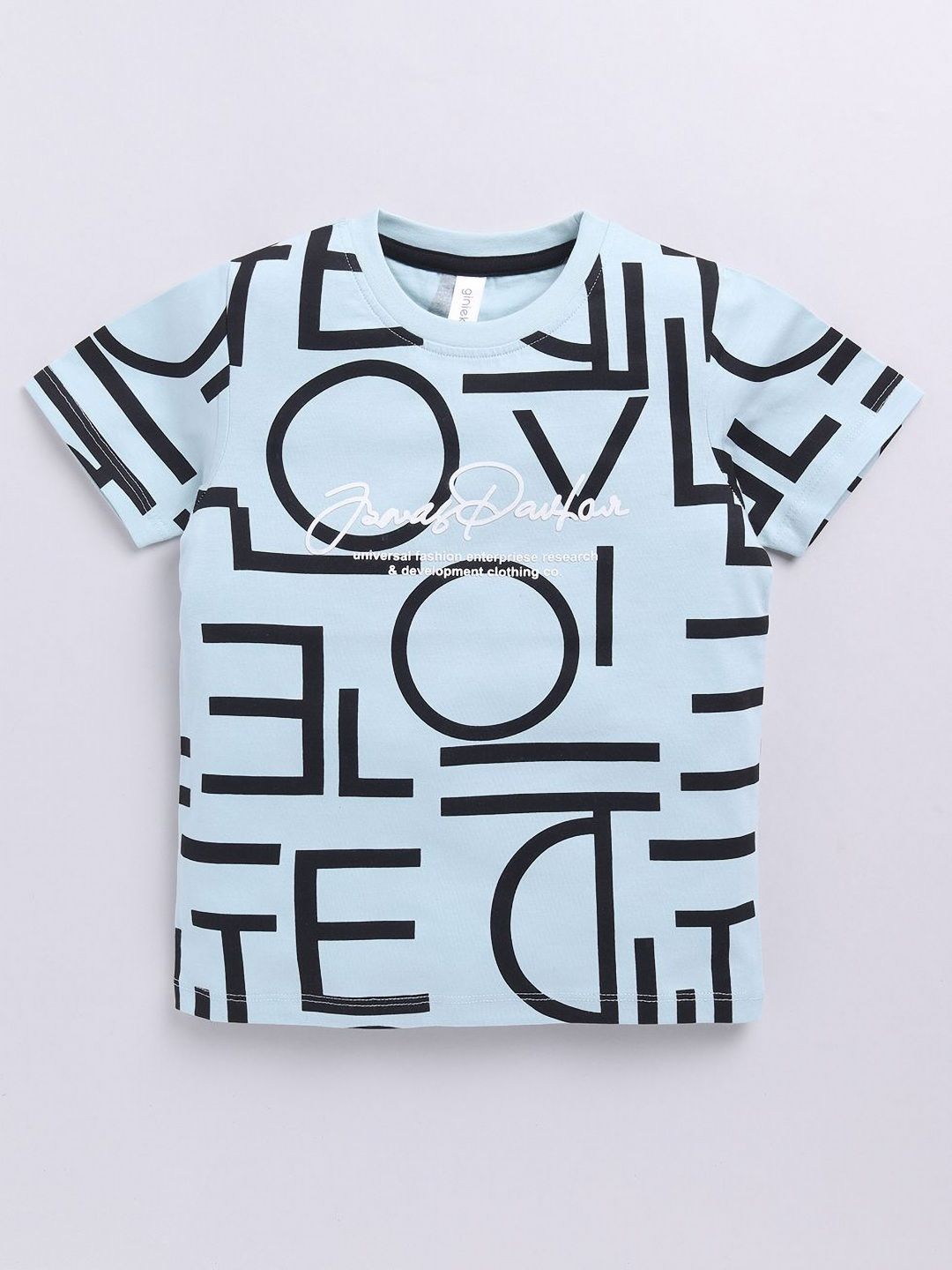 Ginie Boys Typography Printed Cotton T-shirt
