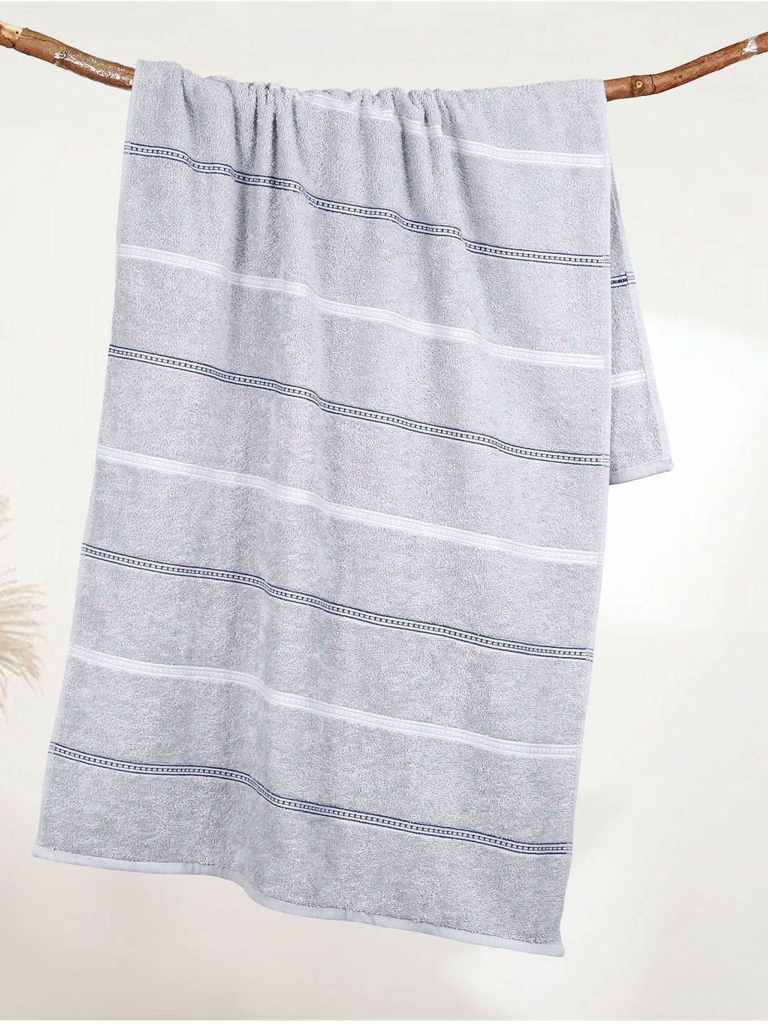 Buy MYTRIDENT 100% Cotton Grey Striped 450GSM Quick Dry Adult Regular Bath Towel 28x55In -  - Home for Unisex