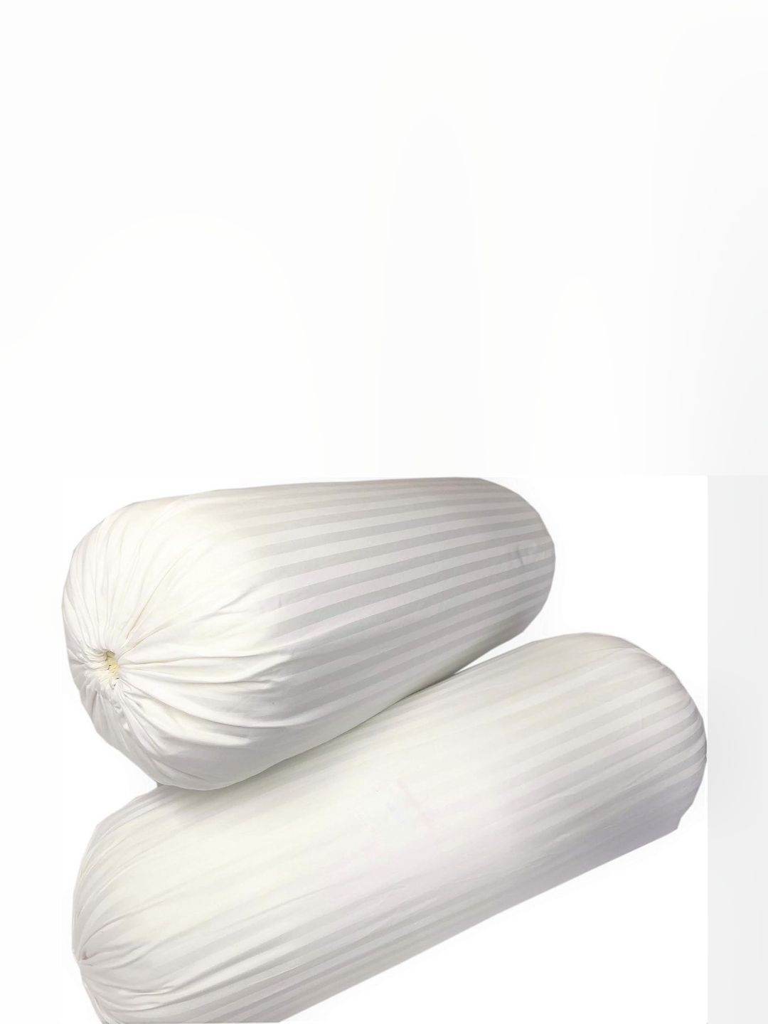 Trance Home Linen White 2 Pieces Striped Pure Cotton 200TC Bolster Covers