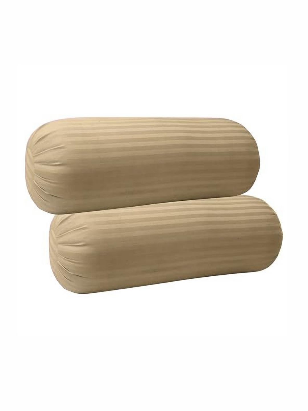 Trance Home Linen Light Brown 2 Pieces Striped Pure Cotton 200TC Bolster Covers
