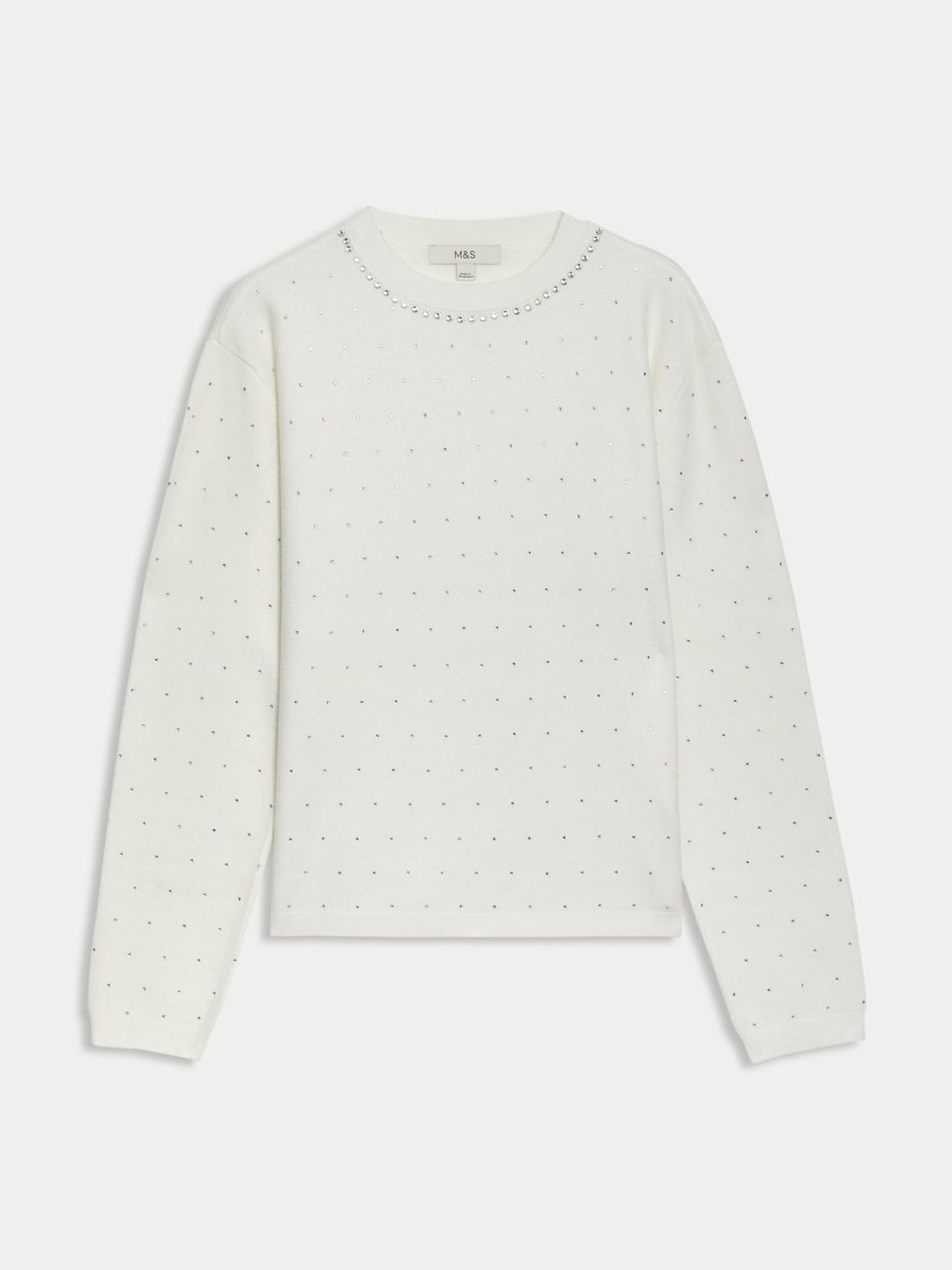Marks & Spencer Soft Touch Embellished Crew Neck Jumper