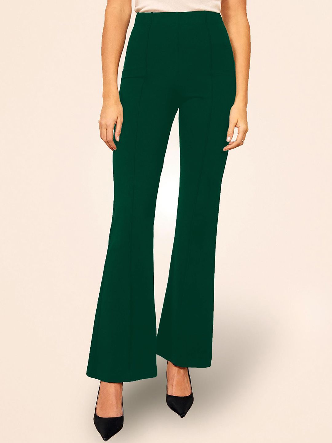 Dream Beauty Fashion Women High-Rise Easy Wash Bootcut Trousers