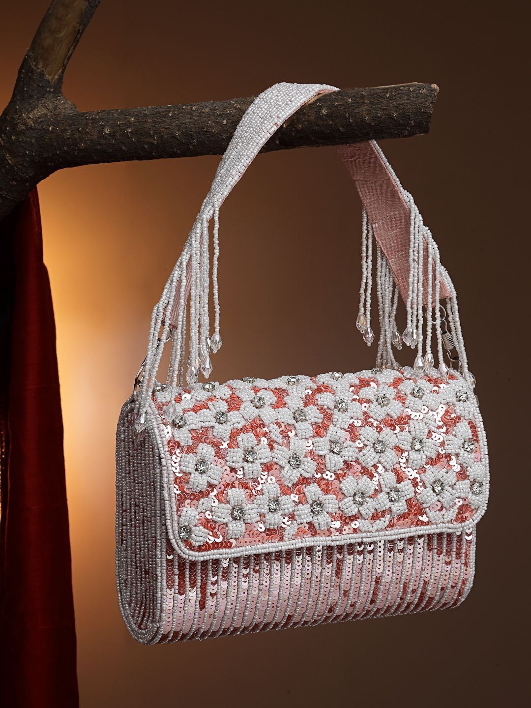 Anekaant Embellished Tasselled Foldover Clutch