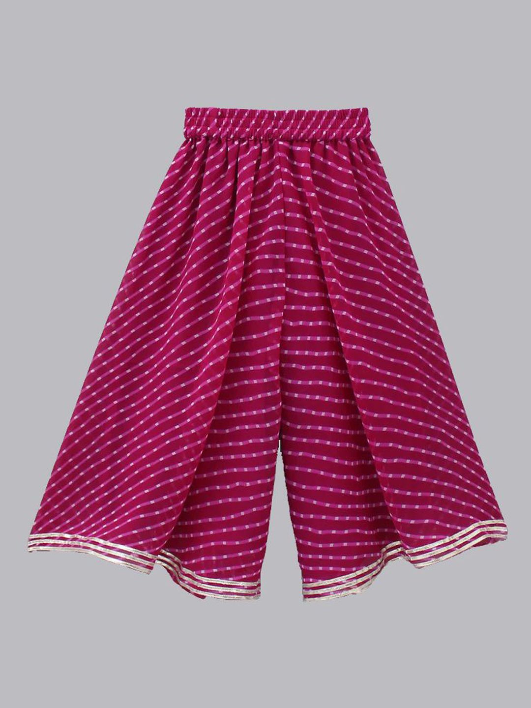 Girls Striped Printed Regular Gotta Patti A-Line Kurti with Palazzos 3